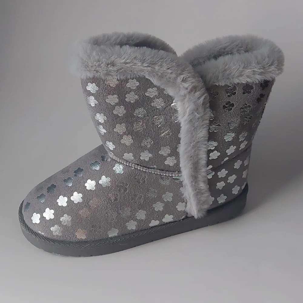 olivia miller girl flowers silver winter boots‎ Big Girls Gray size 5